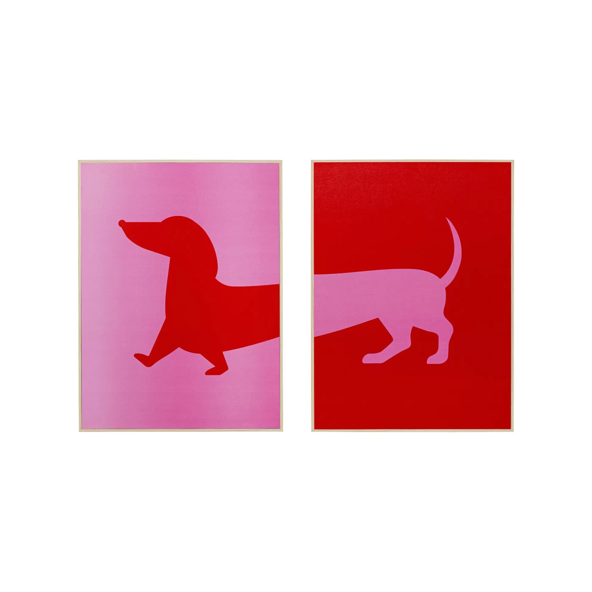 Tableaux Teckel Rouge Et Rose Set De 2 ^KARE Design Flash Sale