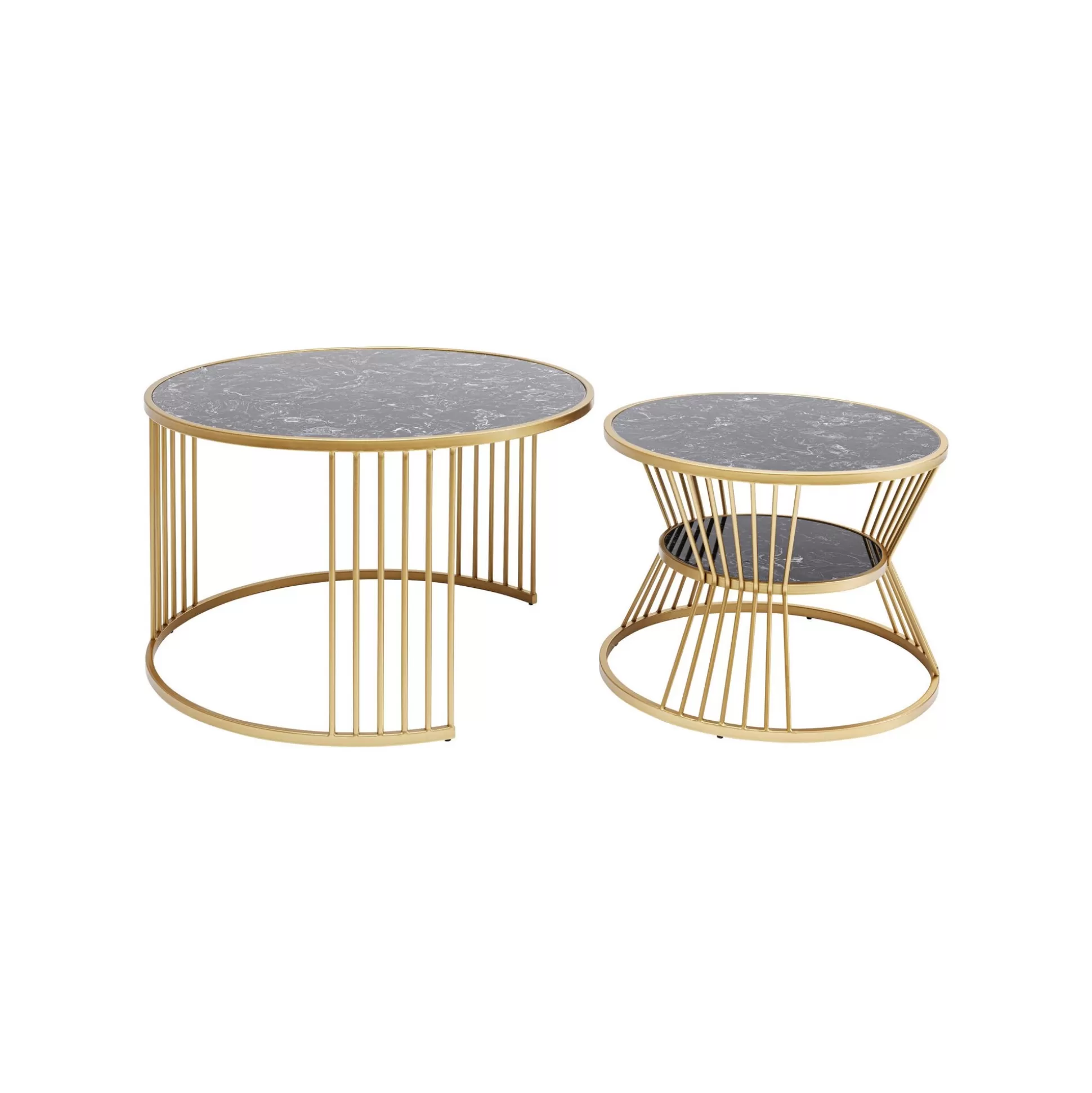 Tables Basses Roma Set De 2 Noires Et Dorées ^KARE Design Cheap