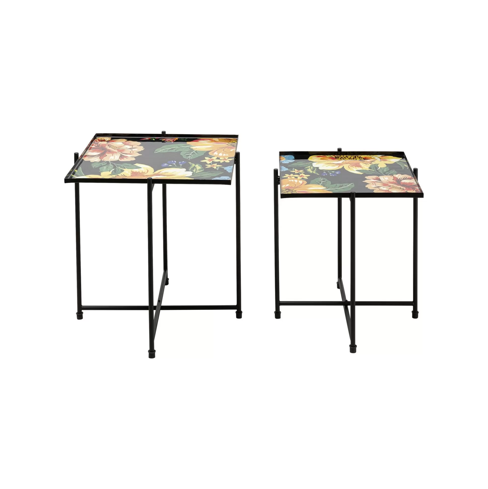 Tables D'appoint Noires Fleurs Set De 2 ^KARE Design Shop