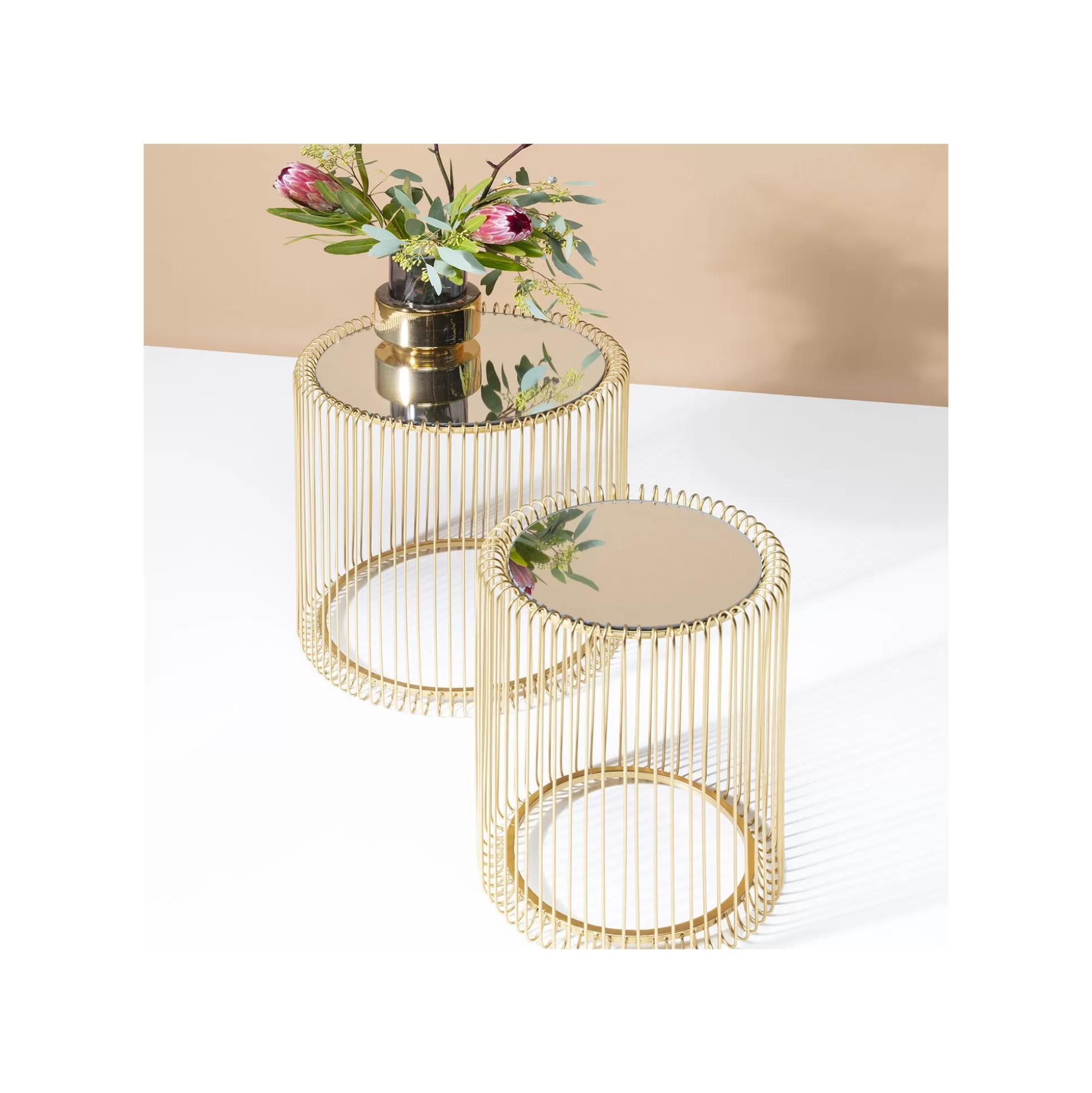 Tables D'appoint Rondes Wire Laiton Set De 2 ^KARE Design New