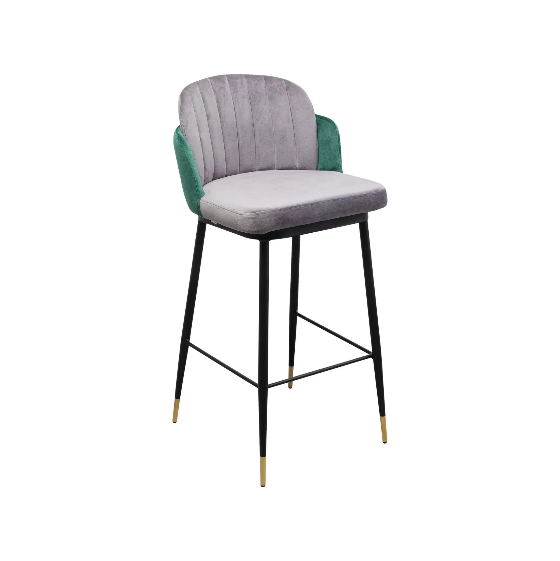 Tabouret De Bar Hojas Velours Gris Et Vert ^KARE Design Outlet