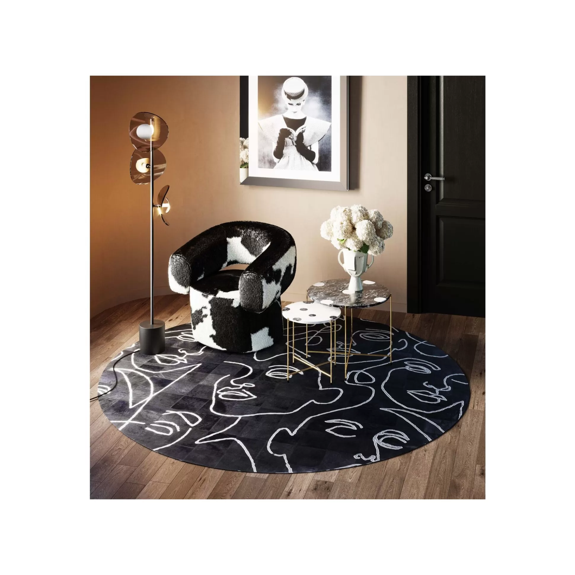 Tapis Visages Noir 250cm ^KARE Design Cheap