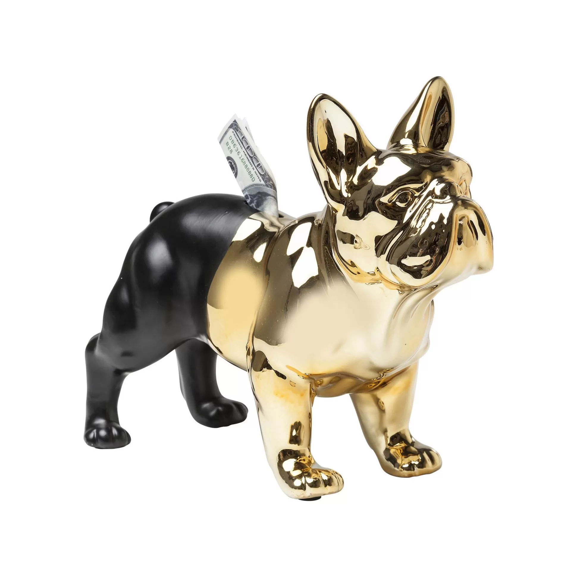 Tirelire Bouledogue Noir Et Doré ^KARE Design Outlet