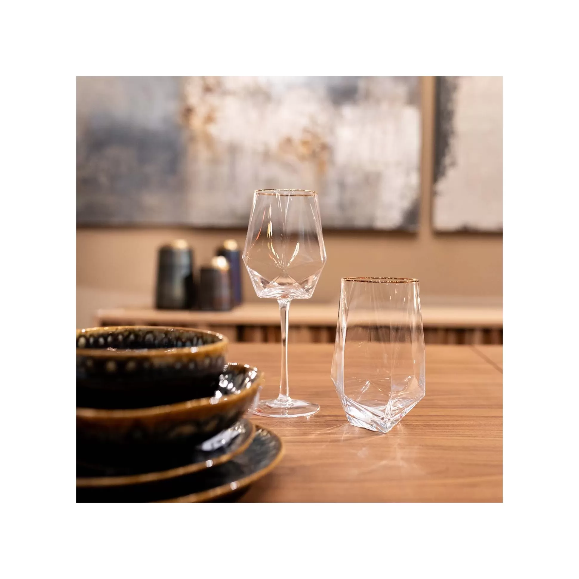 Verres à Vin Diamond Dorés Set De 4 ^KARE Design New